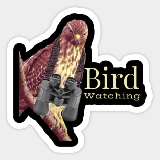 Hawk Birdwatching With Binoculars Sticker